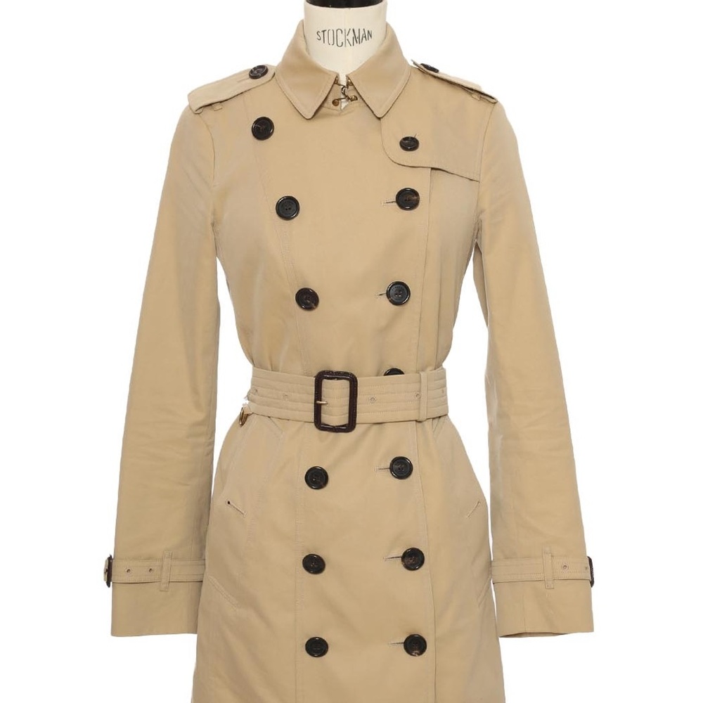 Burberry Beige Double-Breasted Trench Coat with Belt